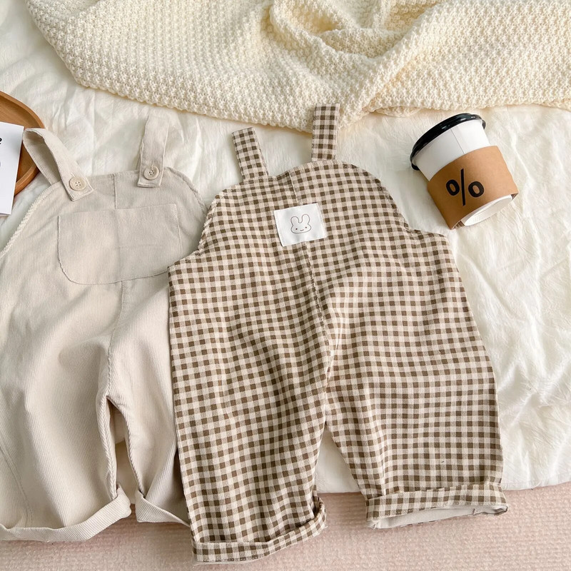 1155C INS рипсено кадифе за новородено Бебе гащеризон с окачени панталони за бебета момичета и момчета Сладко боди за деца