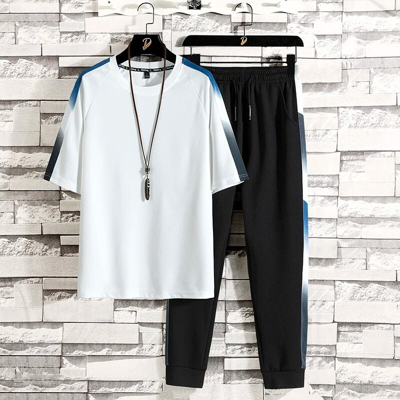 Летен нов мъжки ежедневен анцуг Harajuku Комплекти Мъжко спортно облекло Комплект екипировка за джогинг Тениски + шорти Спортен костюм от две части Облекло