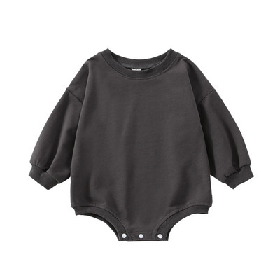 Hétköznapi egyszínű pulóver póló csecsemőknek, lányoknak fiúknak, hosszú ujjú, nyakú, túlméretezett bodyk jumpsuitek ruhák