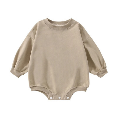 Hétköznapi egyszínű pulóver póló csecsemőknek, lányoknak fiúknak, hosszú ujjú, nyakú, túlméretezett bodyk jumpsuitek ruhák