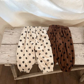 8014 Baby Pants 2023 Autumn Winter New Dot Print Baby Boy`s Casual Loose Pants Παντελόνι με επένδυση από κοτλέ