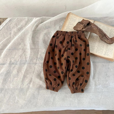 8014 Baby Pants 2023 Autumn Winter New Dot Print Baby Boy`s Casual Loose Pants Παντελόνι με επένδυση από κοτλέ