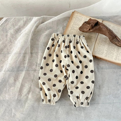 8014 Baby Pants 2023 Autumn Winter New Dot Print Baby Boy`s Casual Loose Pants Παντελόνι με επένδυση από κοτλέ