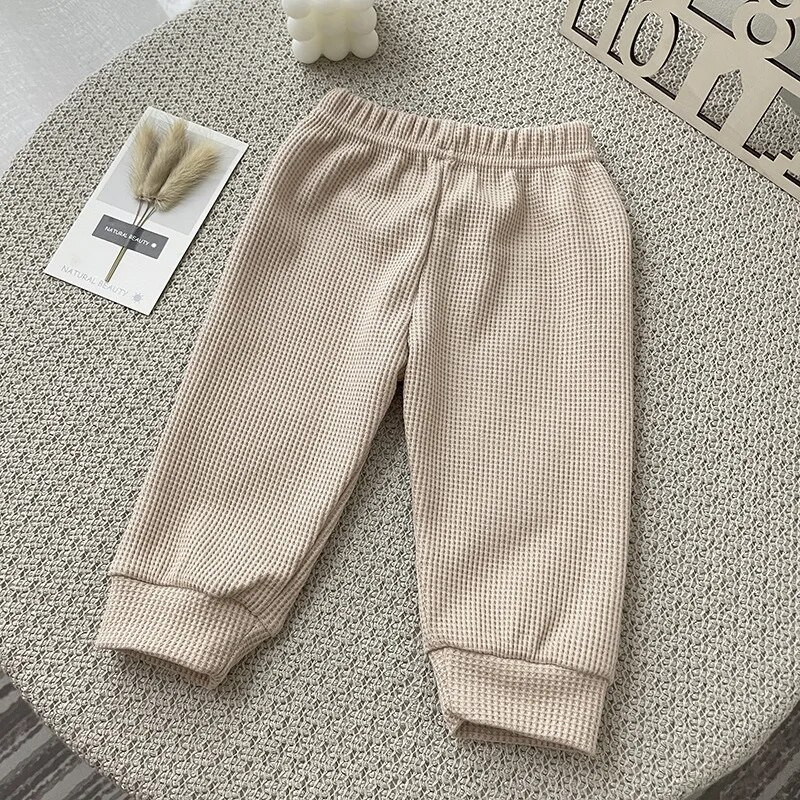 8874 Бебешки панталон Есен 2021 г. Нов вафлен панталон с мече Сладки модни панталони за бебе момче Прекрасен панталон за момиче с мече 0-3 години Детски панталони