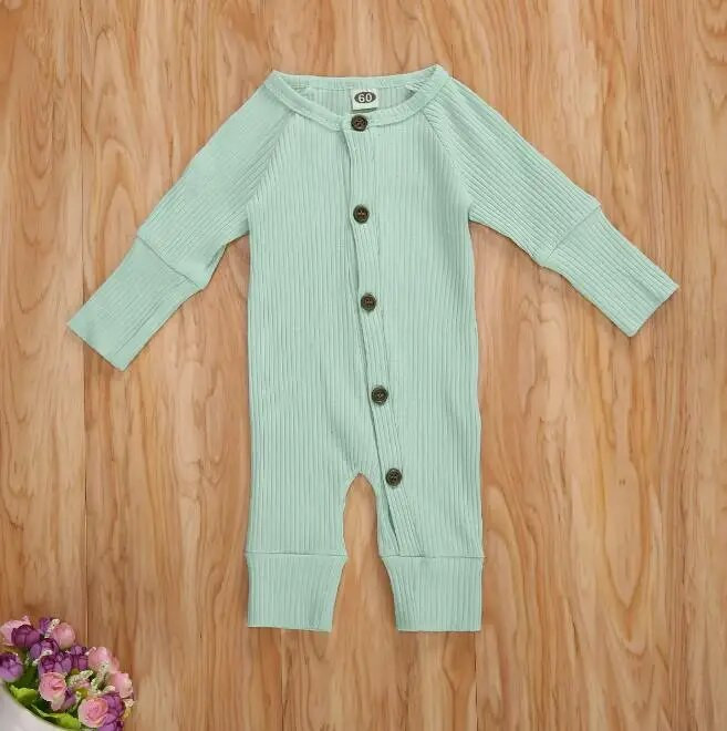 Гащеризон с копчета и дълги ръкави за новородено Пролетен ежедневен едноредов едноредов гащеризон с дълги панталони