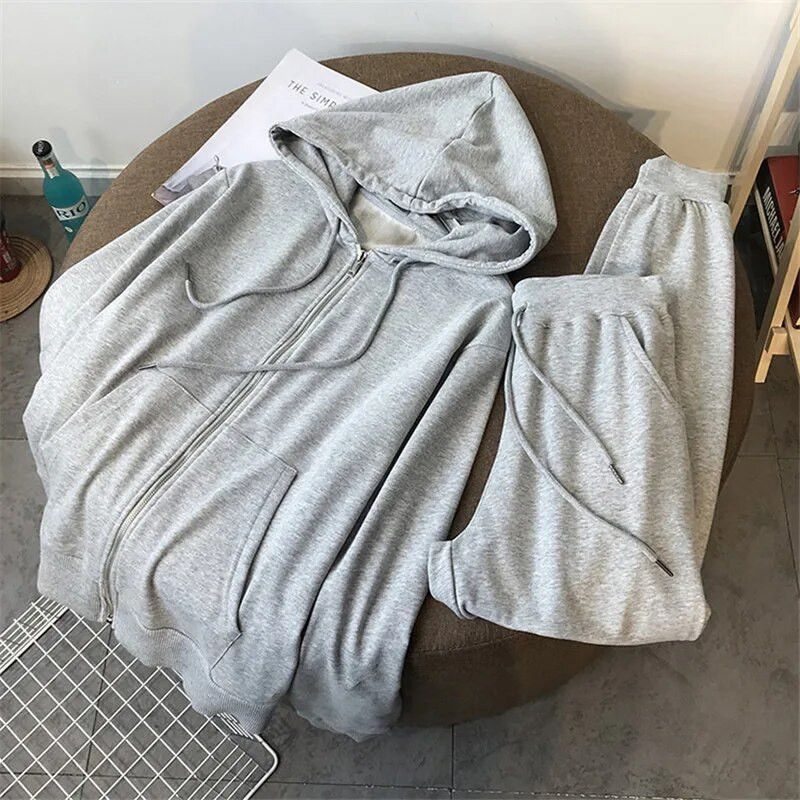 нов Дамски анцуг с голям размер Комплект от две части Ежедневен спортен костюм Дамски комплекти от 2 части Спортно облекло 2019 Дамски анцуг с цип