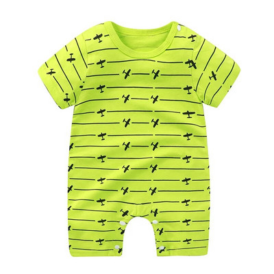 New Born Baby Vékony pulóver Jumpsuits Nyári Puha Bő Rövid Ujjú Nyomda fiúk Lányok Rajzfilm Állatok Aranyos divat Bodék