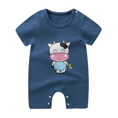 New Born Baby Vékony pulóver Jumpsuits Nyári Puha Bő Rövid Ujjú Nyomda fiúk Lányok Rajzfilm Állatok Aranyos divat Bodék