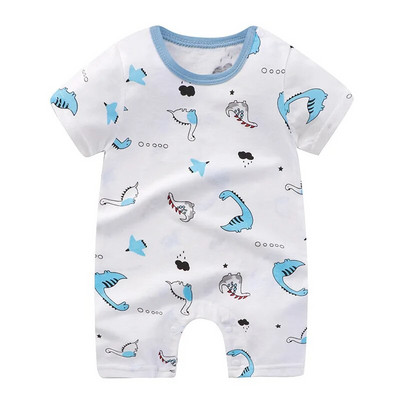 New Born Baby Vékony pulóver Jumpsuits Nyári Puha Bő Rövid Ujjú Nyomda fiúk Lányok Rajzfilm Állatok Aranyos divat Bodék
