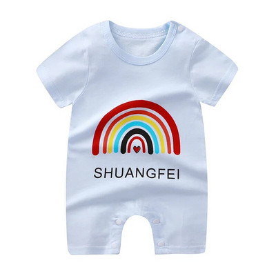 New Born Baby Vékony pulóver Jumpsuits Nyári Puha Bő Rövid Ujjú Nyomda fiúk Lányok Rajzfilm Állatok Aranyos divat Bodék