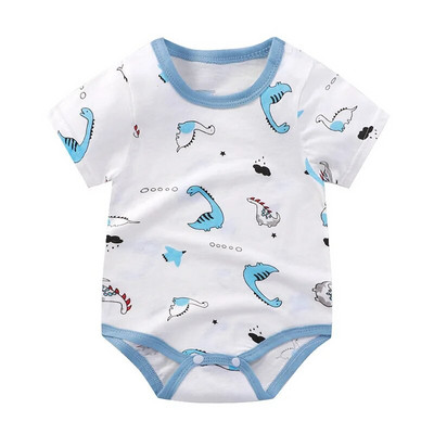 New Born Baby Vékony pulóver Jumpsuits Nyári Puha Bő Rövid Ujjú Nyomda fiúk Lányok Rajzfilm Állatok Aranyos divat Bodék