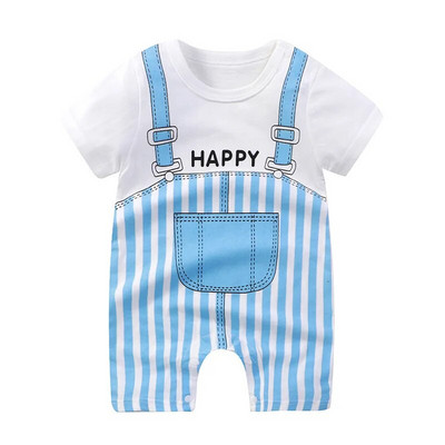 New Born Baby Vékony pulóver Jumpsuits Nyári Puha Bő Rövid Ujjú Nyomda fiúk Lányok Rajzfilm Állatok Aranyos divat Bodék