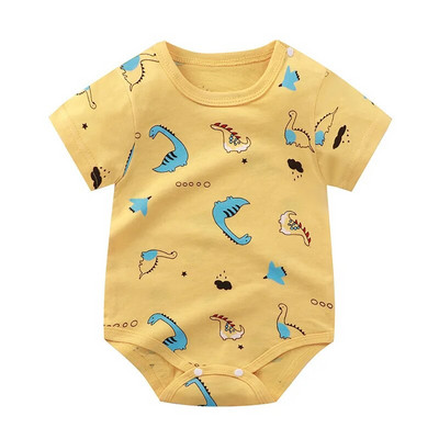 New Born Baby Vékony pulóver Jumpsuits Nyári Puha Bő Rövid Ujjú Nyomda fiúk Lányok Rajzfilm Állatok Aranyos divat Bodék
