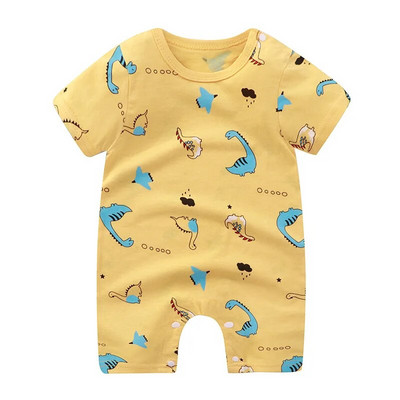 New Born Baby Vékony pulóver Jumpsuits Nyári Puha Bő Rövid Ujjú Nyomda fiúk Lányok Rajzfilm Állatok Aranyos divat Bodék