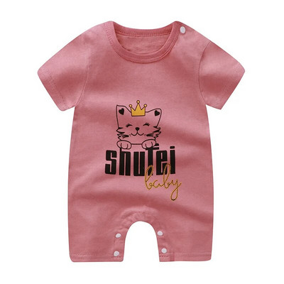 New Born Baby Vékony pulóver Jumpsuits Nyári Puha Bő Rövid Ujjú Nyomda fiúk Lányok Rajzfilm Állatok Aranyos divat Bodék