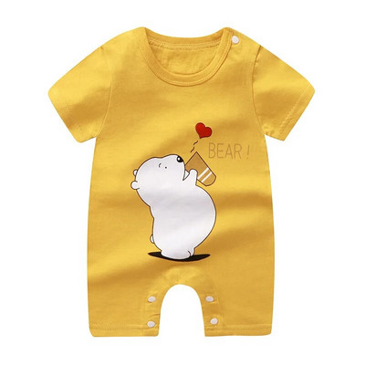 New Born Baby Vékony pulóver Jumpsuits Nyári Puha Bő Rövid Ujjú Nyomda fiúk Lányok Rajzfilm Állatok Aranyos divat Bodék