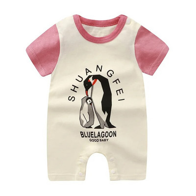 New Born Baby Vékony pulóver Jumpsuits Nyári Puha Bő Rövid Ujjú Nyomda fiúk Lányok Rajzfilm Állatok Aranyos divat Bodék