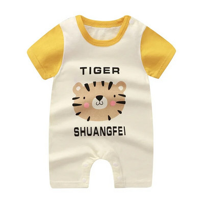 New Born Baby Vékony pulóver Jumpsuits Nyári Puha Bő Rövid Ujjú Nyomda fiúk Lányok Rajzfilm Állatok Aranyos divat Bodék