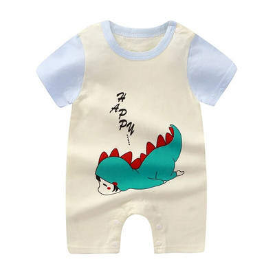 New Born Baby Vékony pulóver Jumpsuits Nyári Puha Bő Rövid Ujjú Nyomda fiúk Lányok Rajzfilm Állatok Aranyos divat Bodék