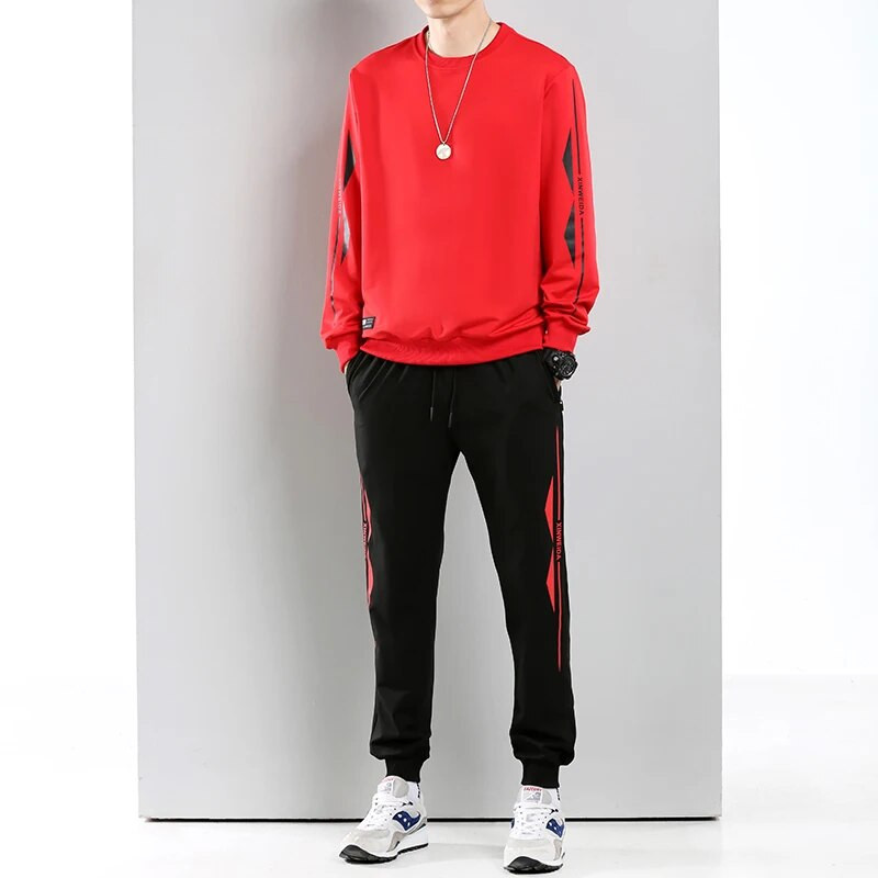 Марка 2023 Мъжки анцуг Есенно спортно облекло Мъжки ежедневен комплект от две части Суичър + Спортни панталони Мъжки анцуг Спортен костюм за джогинг
