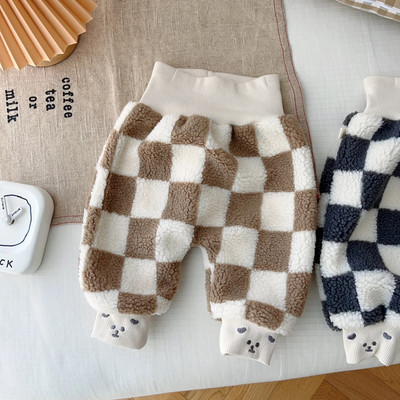 8195 Korean Baby Casual Παντελόνι 2023 Winter New 0-5 Years Baby Boy`s Pants ταιριαστό χρώμα καρό παντελόνι κοιλιάς Ζεστό παντελόνι