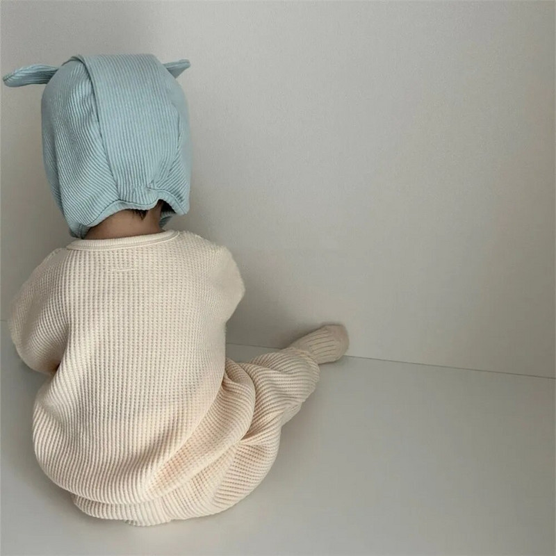 Пролет Есен Детски комплект дрехи Момче Момиче Бебешки гофрети Анимационни горнища с дълъг ръкав + Едноцветни панталони 2бр. Детски тениска с щампа на букви Костюм