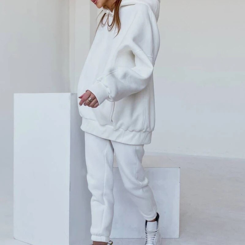 2021 моден суичър комплект от 2 бр. анцуг дамски пуловер с дълъг ръкав качулка+спортни панталони панталони есен зима ежедневен спортен костюм