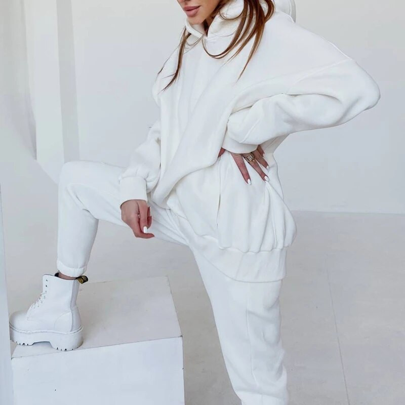 2021 моден суичър комплект от 2 бр. анцуг дамски пуловер с дълъг ръкав качулка+спортни панталони панталони есен зима ежедневен спортен костюм