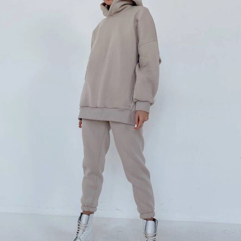 2021 моден суичър комплект от 2 бр. анцуг дамски пуловер с дълъг ръкав качулка+спортни панталони панталони есен зима ежедневен спортен костюм