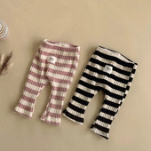 8214 Babaruha Csíkos leggings 2023 Őszi új, vastagított baba lány nadrág Alkalmi leggings PP nadrág fiú nadrág.