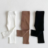 Gyerekek Baba Tél Leggings Lányok Vékony bordás nadrágok Tipegő Alkalmi Rugalmasság Egyszerű Render Nadrág Fiúk Meleg pamut nadrágok