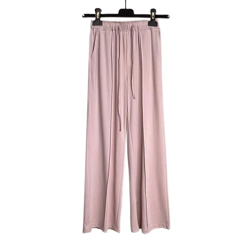 Летен слънцезащитен комплект с дълъг ръкав от 2 части Ежедневно спортно палто с качулка и панталон с широки крачоли Дамски едноцветен семпъл костюм за открито