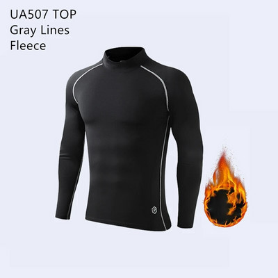 Θερμικό εσώρουχο χειμωνιάτικο Fleece Ανδρικά ρούχα γυμναστικής Μακρύ πουκάμισο Κολάν Ζεστό βασικό στρώμα Αθλητική φόρμα συμπίεσης Αθλητικά ρούχα