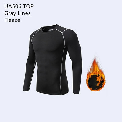 Θερμικό εσώρουχο χειμωνιάτικο Fleece Ανδρικά ρούχα γυμναστικής Μακρύ πουκάμισο Κολάν Ζεστό βασικό στρώμα Αθλητική φόρμα συμπίεσης Αθλητικά ρούχα