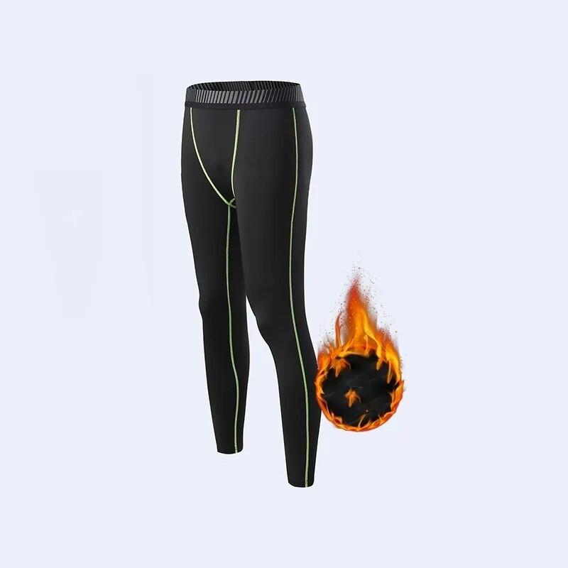 Зимно поларено термо бельо Костюм Мъжко облекло за фитнес Дълга риза Клинове Топъл основен слой Спортен костюм Компресионно спортно облекло