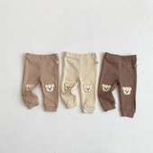 Παιδικά κολάν κινουμένων σχεδίων Baby casual waffle Skinny παντελόνι Αγόρια Απλό μικρό αρκουδάκι Μαλακό άνετο φούτερ Φθινοπωρινό νέο παντελόνι