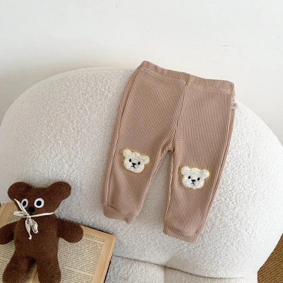 Παιδικά κολάν κινουμένων σχεδίων Baby casual waffle Skinny παντελόνι Αγόρια Απλό μικρό αρκουδάκι Μαλακό άνετο φούτερ Φθινοπωρινό νέο παντελόνι