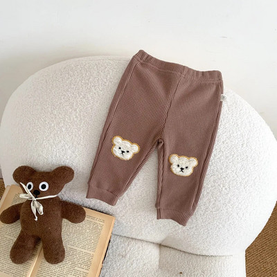 Παιδικά κολάν κινουμένων σχεδίων Baby casual waffle Skinny παντελόνι Αγόρια Απλό μικρό αρκουδάκι Μαλακό άνετο φούτερ Φθινοπωρινό νέο παντελόνι