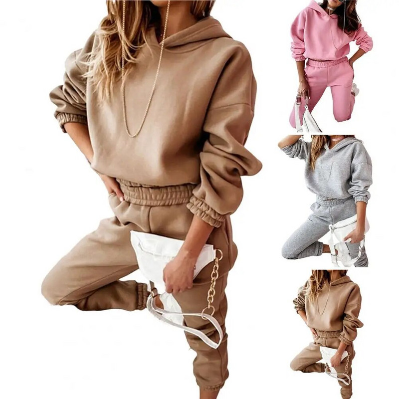 Дамски комплекти от 2 части Спортно облекло 2021 Нов анцуг с цип Дамски анцуг Комплект от две части Ежедневен спортен костюм Lounge Wear Анцуг