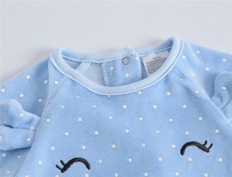 Kavkas Зимни унисекс бебешки дрехи, кадифени топли дрехи, пижами с дълъг ръкав, анимационен дизайн, костюм за новородено