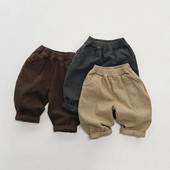 Φθινόπωρο Χειμώνας Νέο Kid Plus Velvet Casual Παντελόνι Κορίτσι Baby Solid Ρετρό Φαρδύ Παντελόνι Αγόρι Παιδικό Μόδα Βαμβακερό Παντελόνι