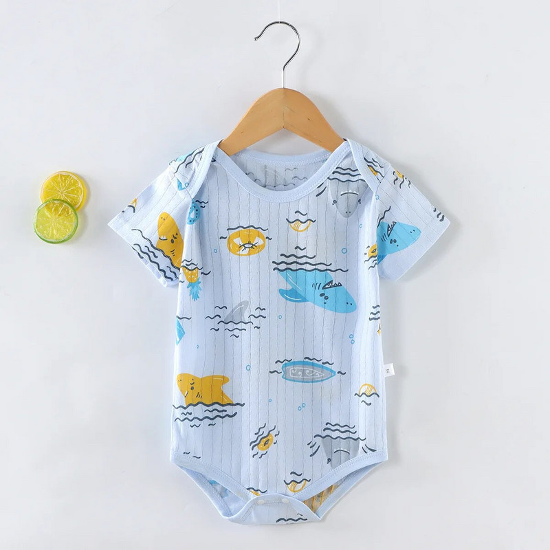 Тънки летни гащеризони за новородени Бодита с къси ръкави Бебешки опаковки Дрехи Гащеризон Бебешки гащеризони Нови бебешки дрехи за момчета