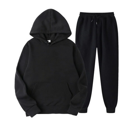 Ανδρικό πουλόβερ σετ ρούχων Fleece κοστούμι σε αθλητικό παντελόνι με κουκούλα άνοιξης και φθινοπώρου σετ δύο τεμαχίων