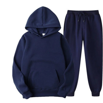 Ανδρικό πουλόβερ σετ ρούχων Fleece κοστούμι σε αθλητικό παντελόνι με κουκούλα άνοιξης και φθινοπώρου σετ δύο τεμαχίων