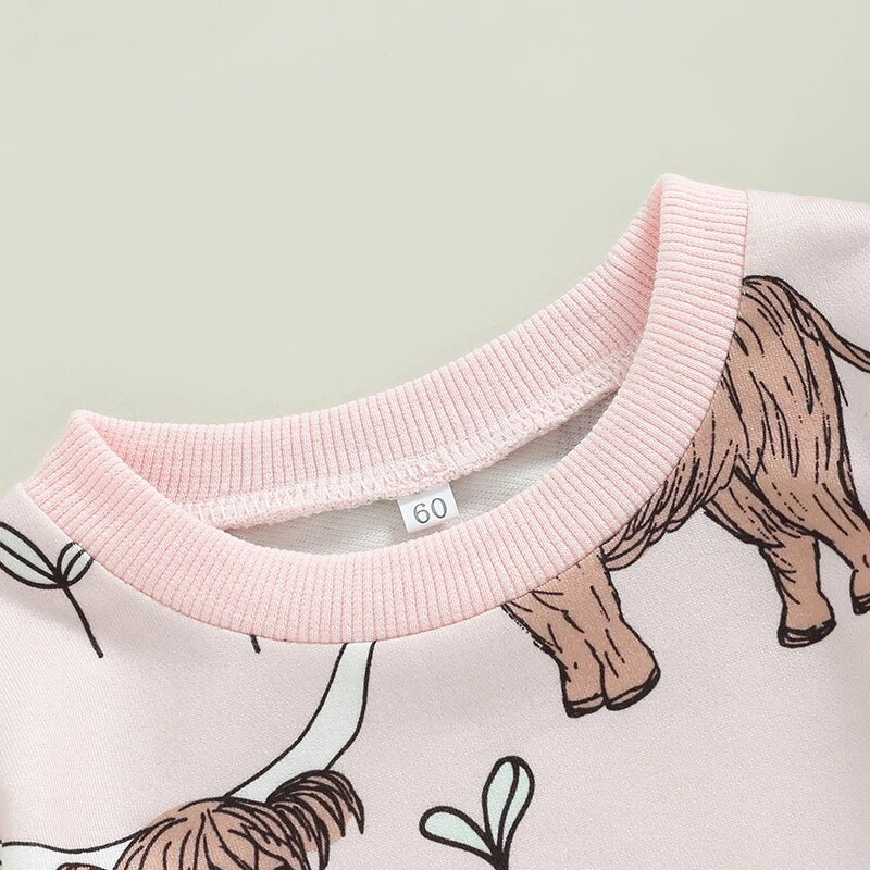 2022-11-22 Lioraitiin 0-18M Baby Body hosszú ujjú, kerek nyakú Cartoon Bull Print alkalmi tavaszi őszi baba jumper