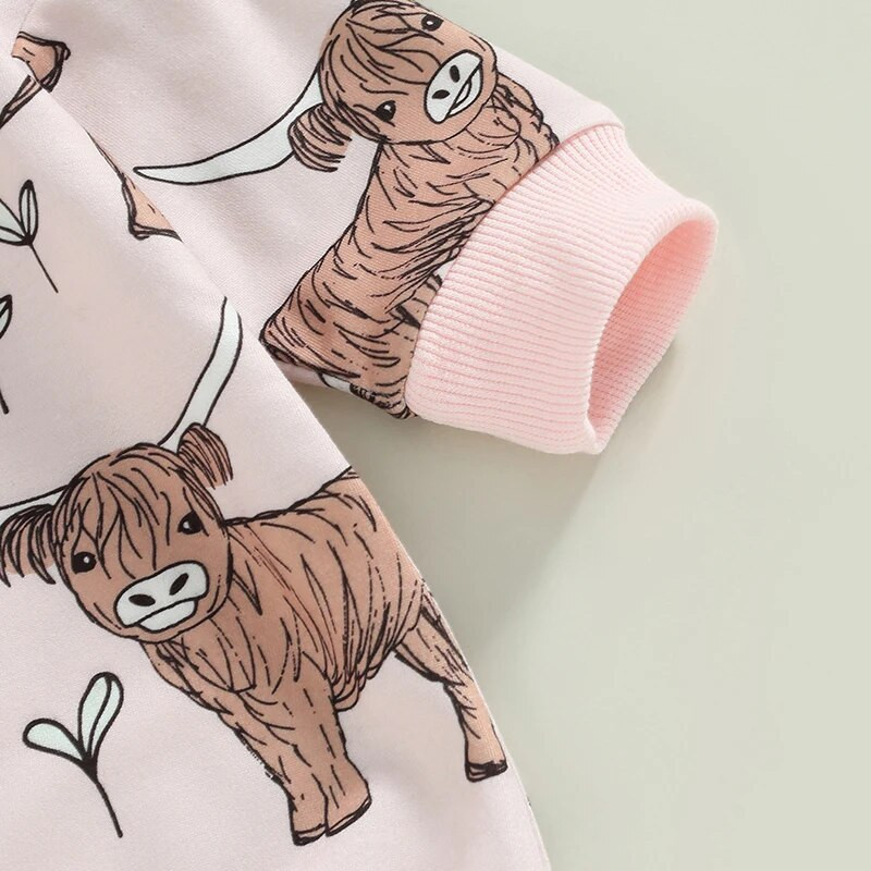 2022-11-22 Lioraitiin 0-18M Baby Body hosszú ujjú, kerek nyakú Cartoon Bull Print alkalmi tavaszi őszi baba jumper