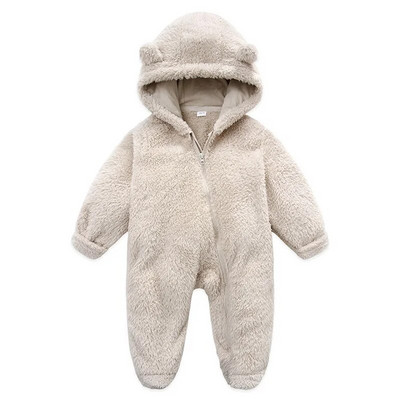 Νεογέννητο μωρό αγόρι κορίτσι Fleece Ολόσωμη φόρμα χιονιού μακρυμάνικη κουκούλα που κλείνει με φερμουάρ Ζεστά χειμωνιάτικα ρούχα