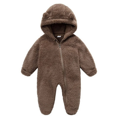 Νεογέννητο μωρό αγόρι κορίτσι Fleece Ολόσωμη φόρμα χιονιού μακρυμάνικη κουκούλα που κλείνει με φερμουάρ Ζεστά χειμωνιάτικα ρούχα