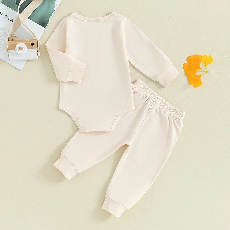 Kisfiú ruhák 2 darab egyszínű őszi tavaszi újszülött alkalmi alap hosszú ujjú, nyakú, gombos nadrág felsők nadrágkosztüm