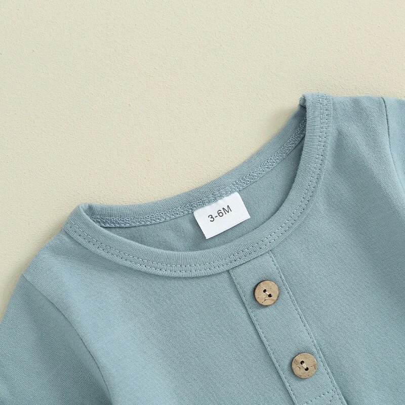 Kisfiú ruhák 2 darab egyszínű őszi tavaszi újszülött alkalmi alap hosszú ujjú, nyakú, gombos nadrág felsők nadrágkosztüm